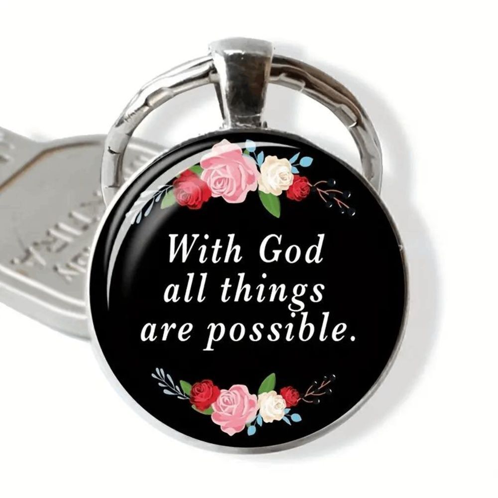 Floral Pattern Inspirational Keychain